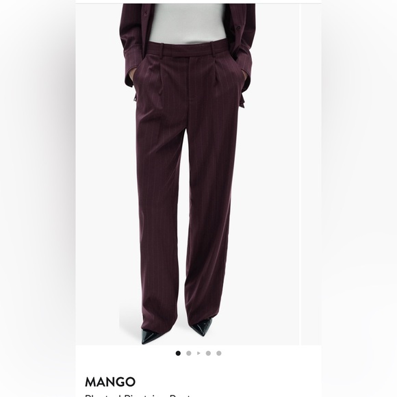Mango Pinstripe Shirt and Trousers Set - Plum - Picture 4 of 13